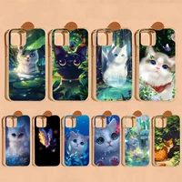 cute cat mountain forest water phone case for iphone 11 12 13 mini pro max 8 7 6 6s plus x 5 se 2020 xr xs case shell