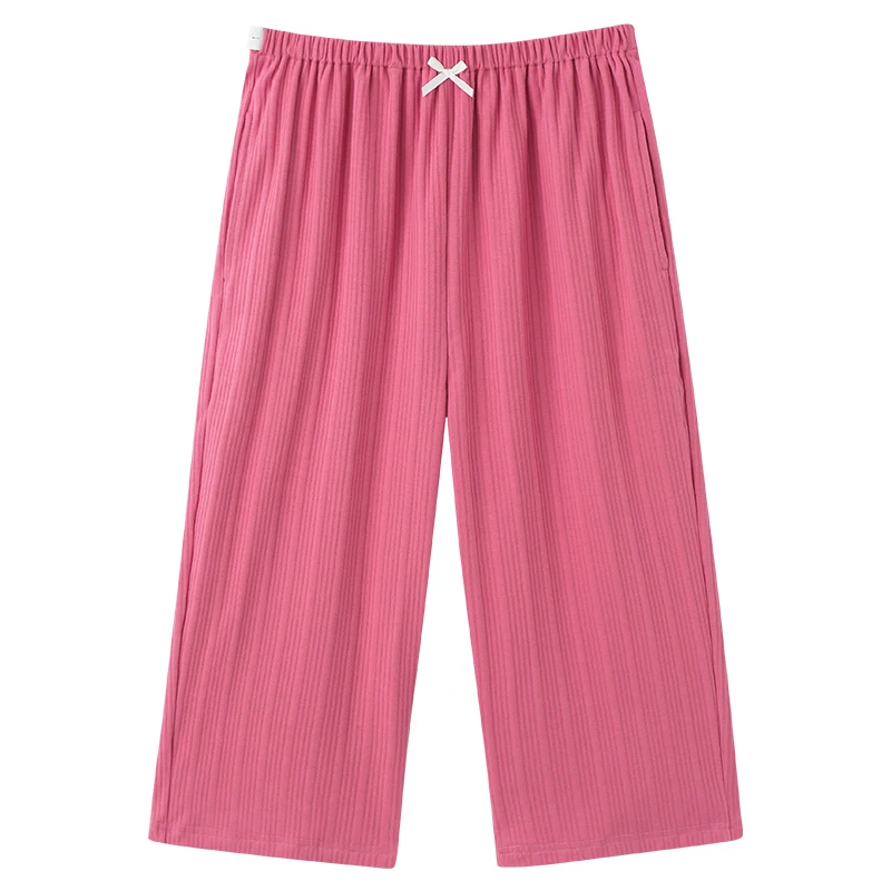 

Adjustable Elastic Waistband Calf-Length Home Pants Pregnant Women Modal Home Trousers Sleep Bottoms Casual Solid Color Pyjamas