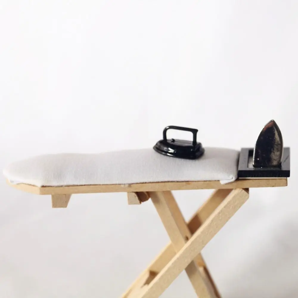 Имитация кукольного домика миниатюрная деревянная гладильная доска стол машина