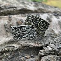 norse viking odins raven ring adjustable scandinavian mythology triskele triskelion symbol punk jewelry