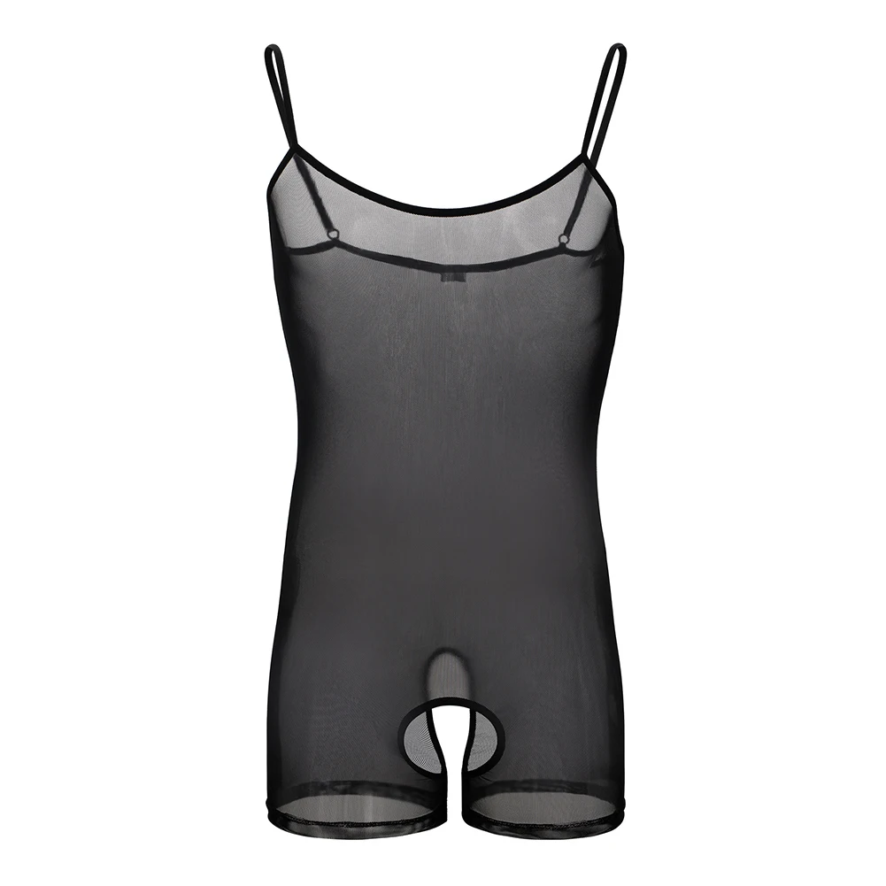 

Mens Mesh Sleeveless Jumpsuit Stretchy Bodysuit Sexy Underwear Leotard Panties Open Crotch Erotic Lingerie Gay Men Bodycon Boxer