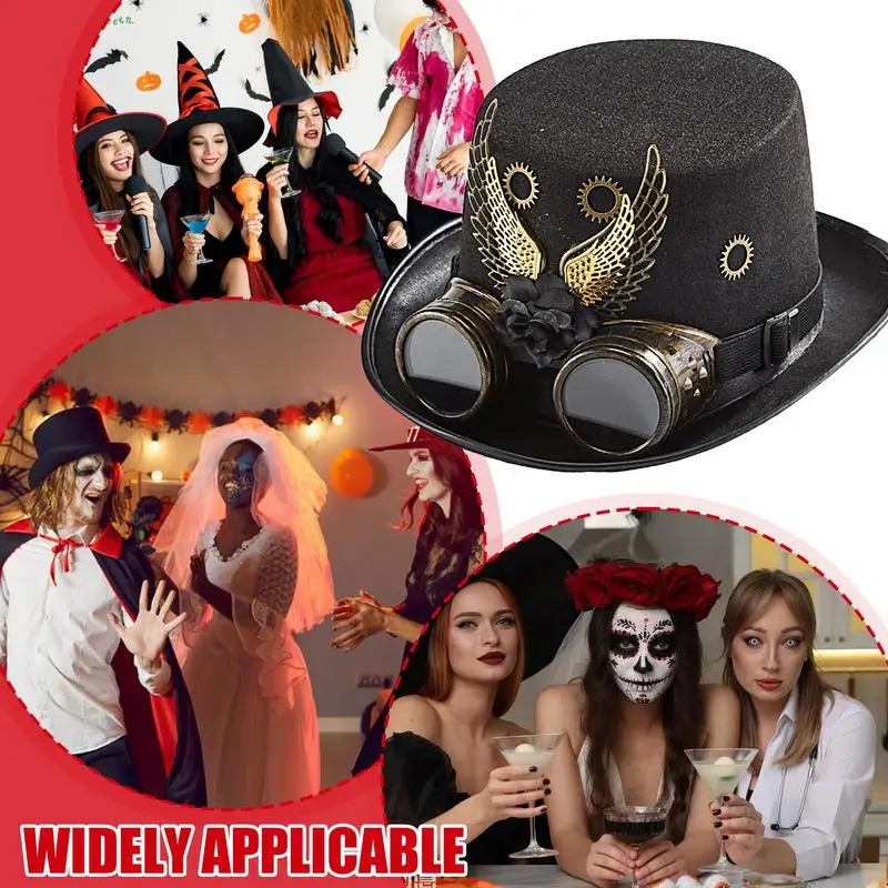 Женская шляпа в стиле стимпанк с крыльями и снаряжением готическом ретро