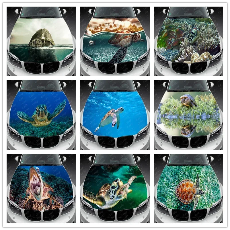 Виниловые наклейки на капот автомобиля с животными-морскими черепашками