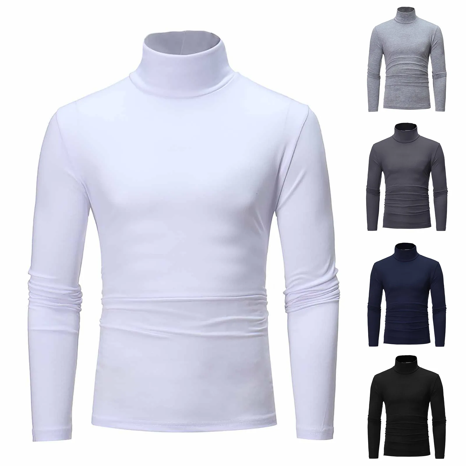 

Turtleneck For Men Solid Colour Slim Elastic Thin Pullover Men Spring Autumn Turtleneck Men Knitting Brand Sweater Men