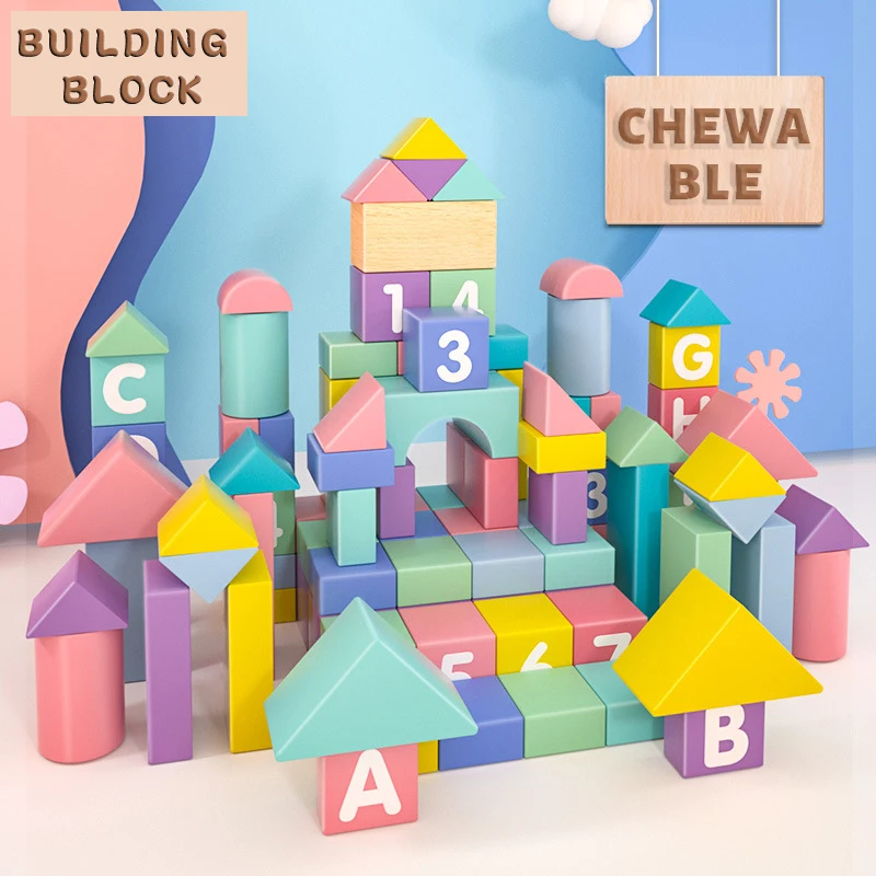 

61 шт./компл. деревянная сборка Макарон крупные детали строительные блоки Детская Дошкольная игрушка Монтессори для раннего развития детей