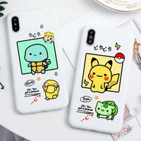pokemon pikachu squirtle squirtle phone case for iphone 13 12 11 pro max mini xs 8 7 6 6s plus x xr candy white silicone cover