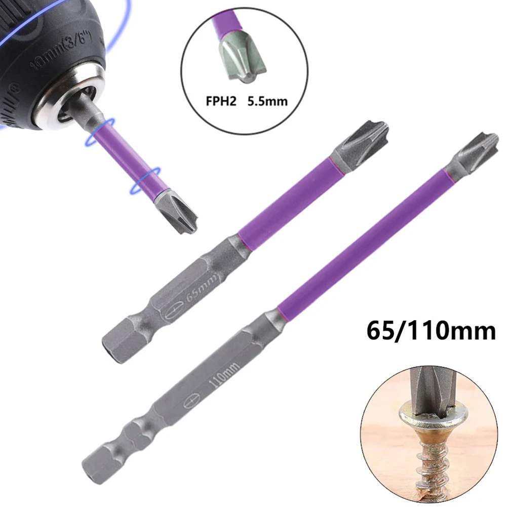 

1/2pcs 65mm 110mm Magnetic Special Slotted Cross Screwdriver Bit Batch Head Nutdrivers FPH2 For Socket Switch Power Tool