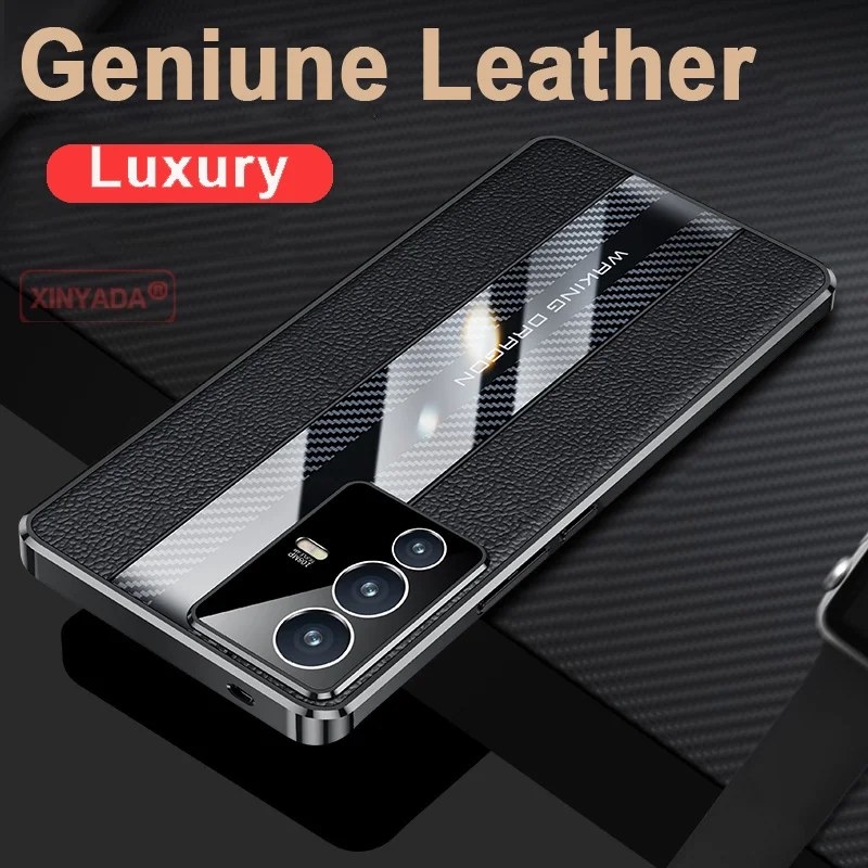 

Real Cow Cowhide Geniune Leather Phone Case For Vivo S12 Pro Bumper Cover For Vivo S12 Pro Luxury Case Shell