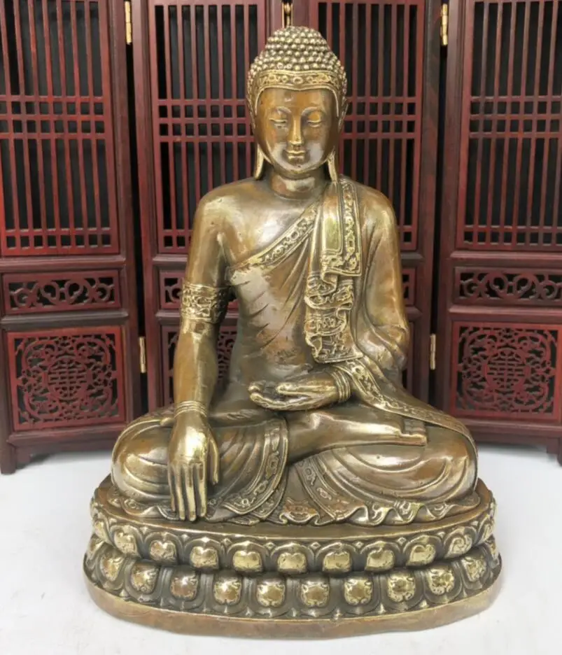 

Archaize brass sit lotus Sakyamuni Buddha sculpture household consecrate Buddha crafts statue