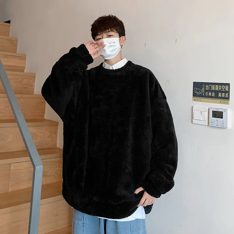 Свитшот мужской с круглым вырезом красивая универсальная мешковатая теплая