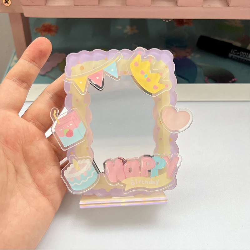 

Cute Photo Holder Card Display Stand Idol Photo Protection Card Sleeve Desktop Decor Kpop Photocard Frame Sweet 3inch Acrylic