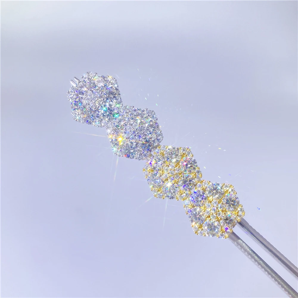 Hexagon Moissanite Earrings For Women S925 Silver Real Diamonds Ear Studs Men Earrings Jewelry Pass Tester Free Shipping