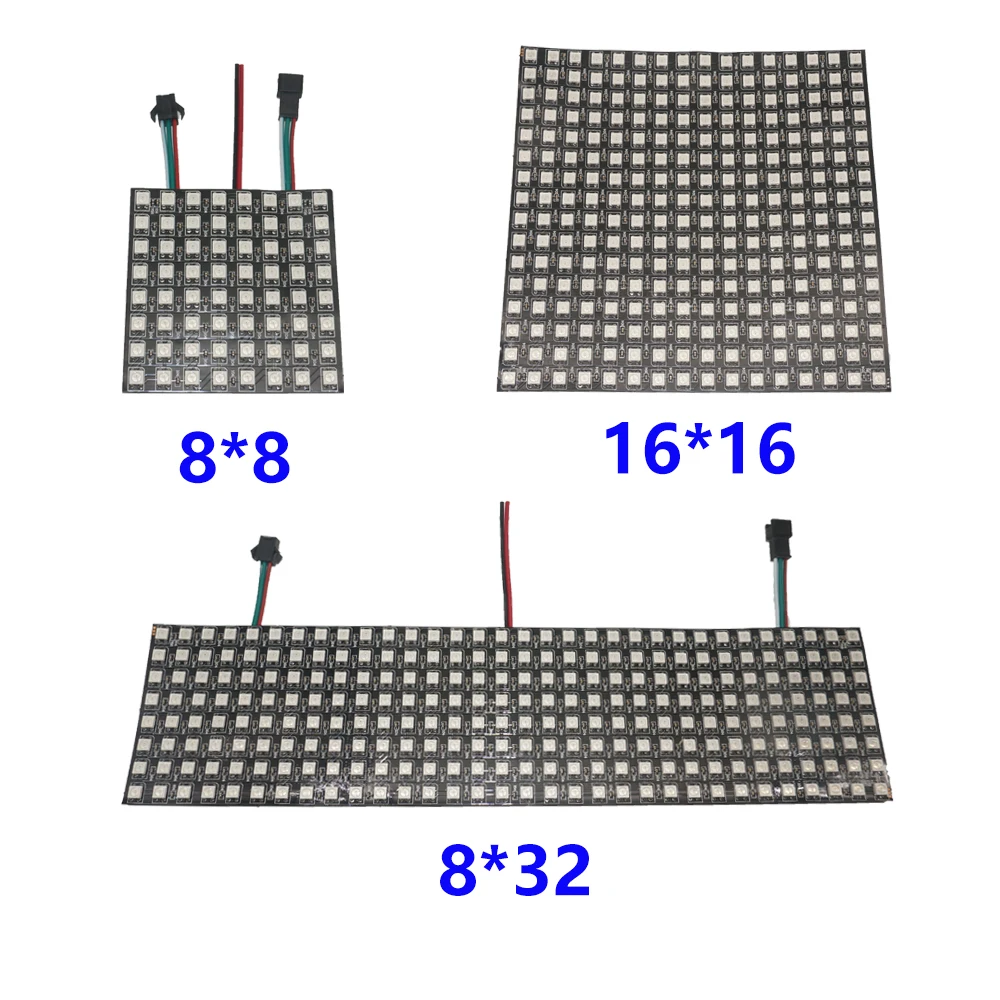 WS2812B Digital Flexible LED Programmed Panel 256Pixels Screen Individually Addressable Full Color 8*8/16*16/8*32