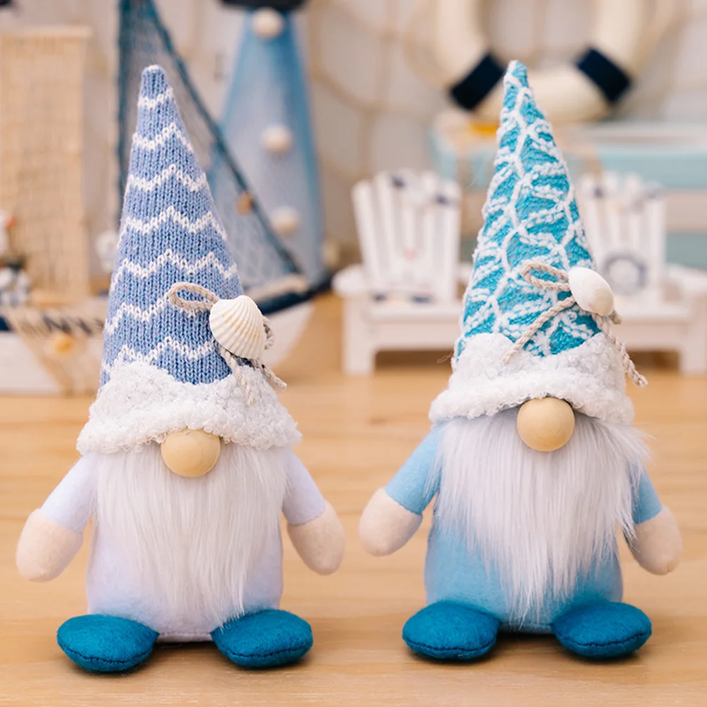

2 Pcs Shell Knitting Ornaments Summer Gnome Beach Elf Dwarf Plush Decor Decorations Home Baby Farmhouse Tiered Tray