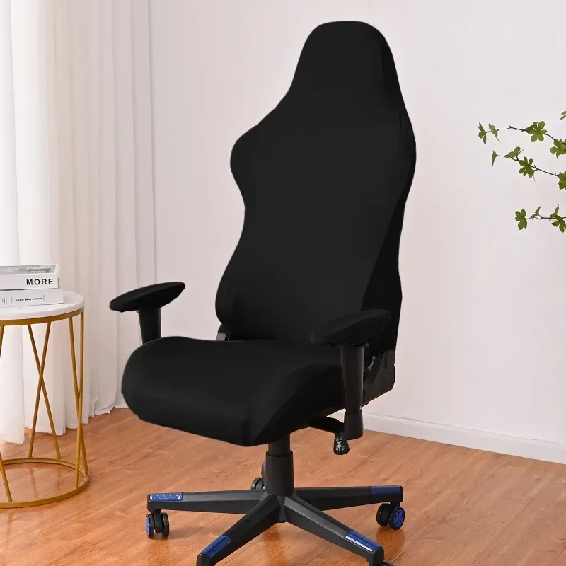 

Solid Color Gaming Chair Cover Soft Elasticity Polar Fleece Armchair Slipcovers Computer Seat Chair Covers Stretch Rotating Lift