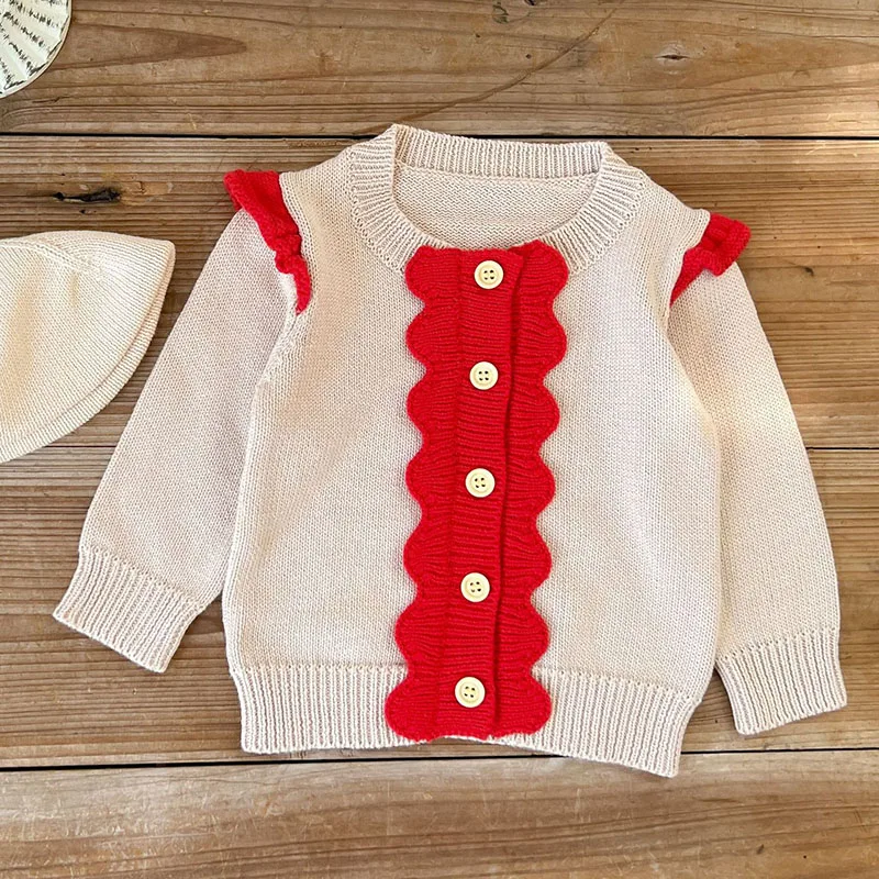 

Вязаный кардиган для маленьких девочек, однотонный кардиган с отверстиями, свитер в европейском и американском стиле, осенне-весеннее паль...
