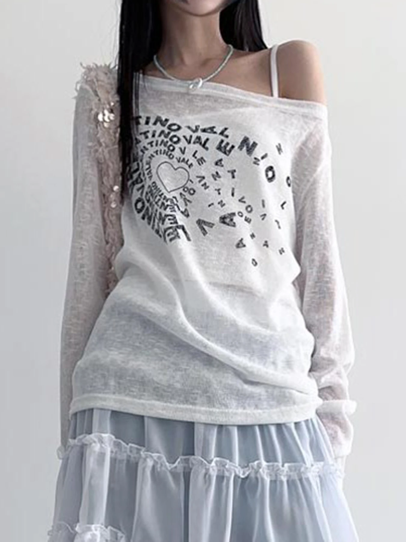 Iuae Тонкая накидка в форме сердца с длинными рукавами женский сложенный топ