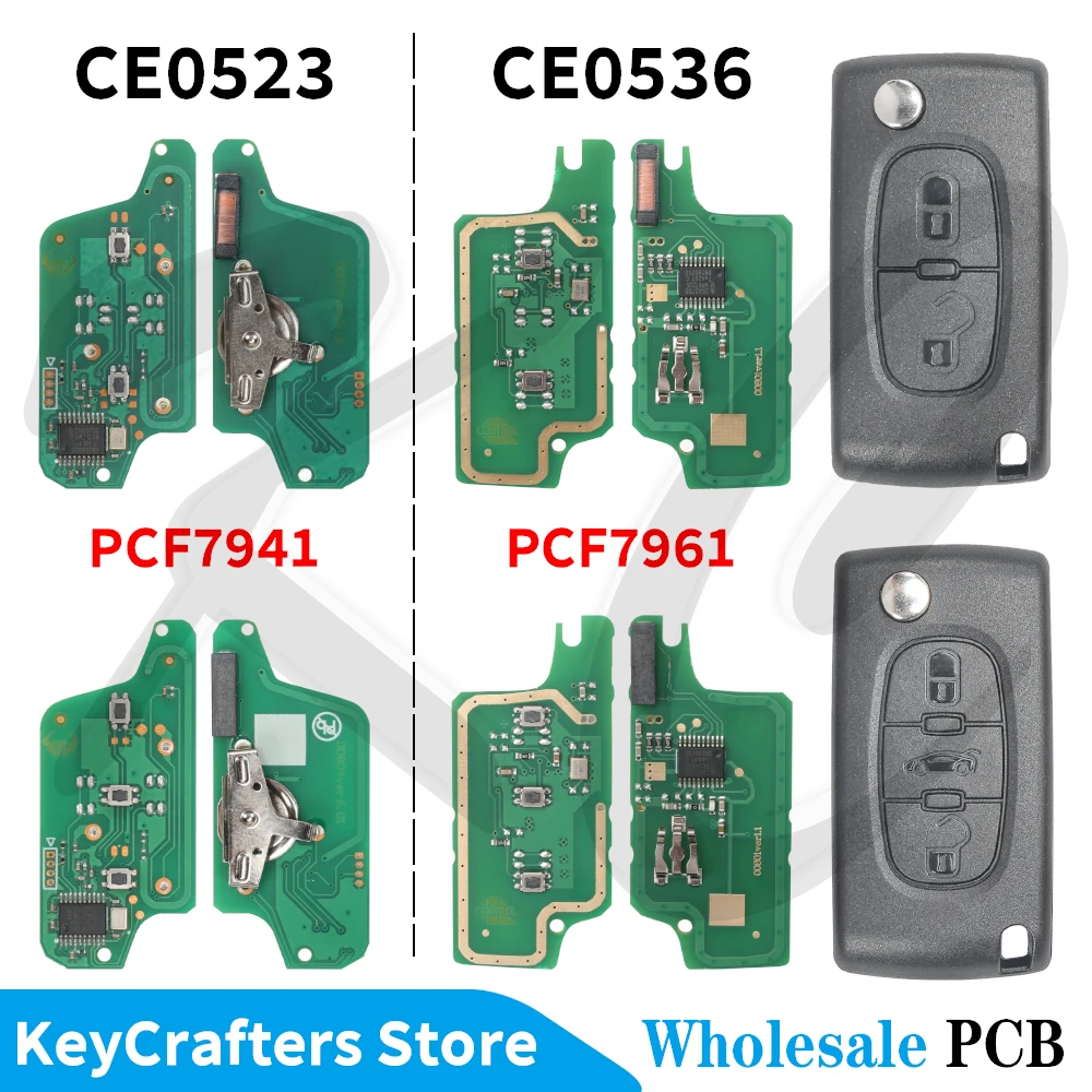 Фото Заготовка для дистанционного ключа KC (плата PCB) оптом CE0523/CE0536 ASK или FSK, 2 или 3 кнопки, для Peugeot 107, 307, 407, 308, 408, 607, Citroen C3, C4, C5 №1