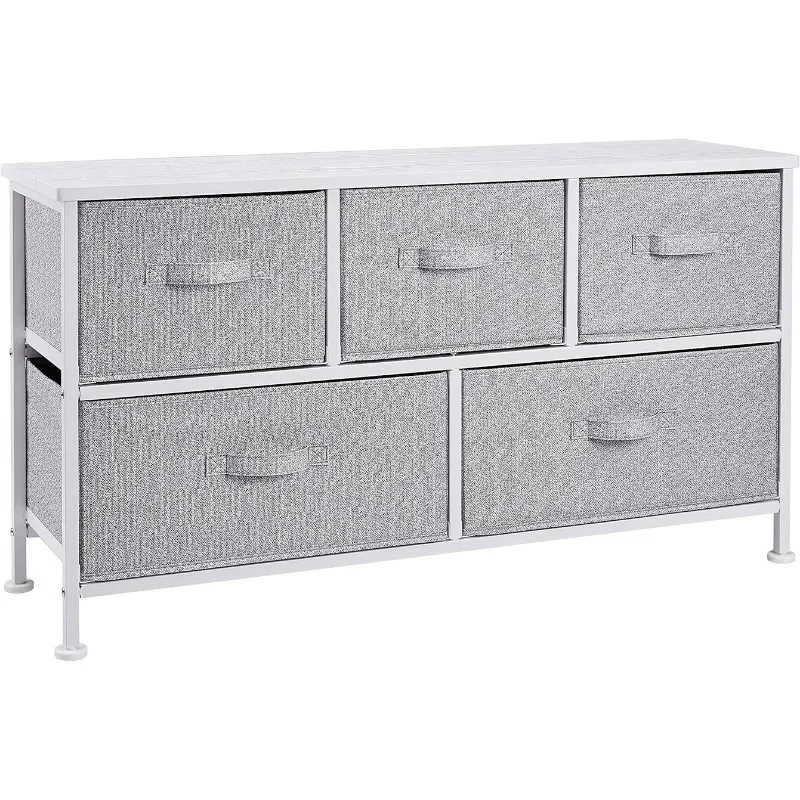 

Basics Extra Wide Fabric 5-Drawer Storage Organizer Unit for Closet, White