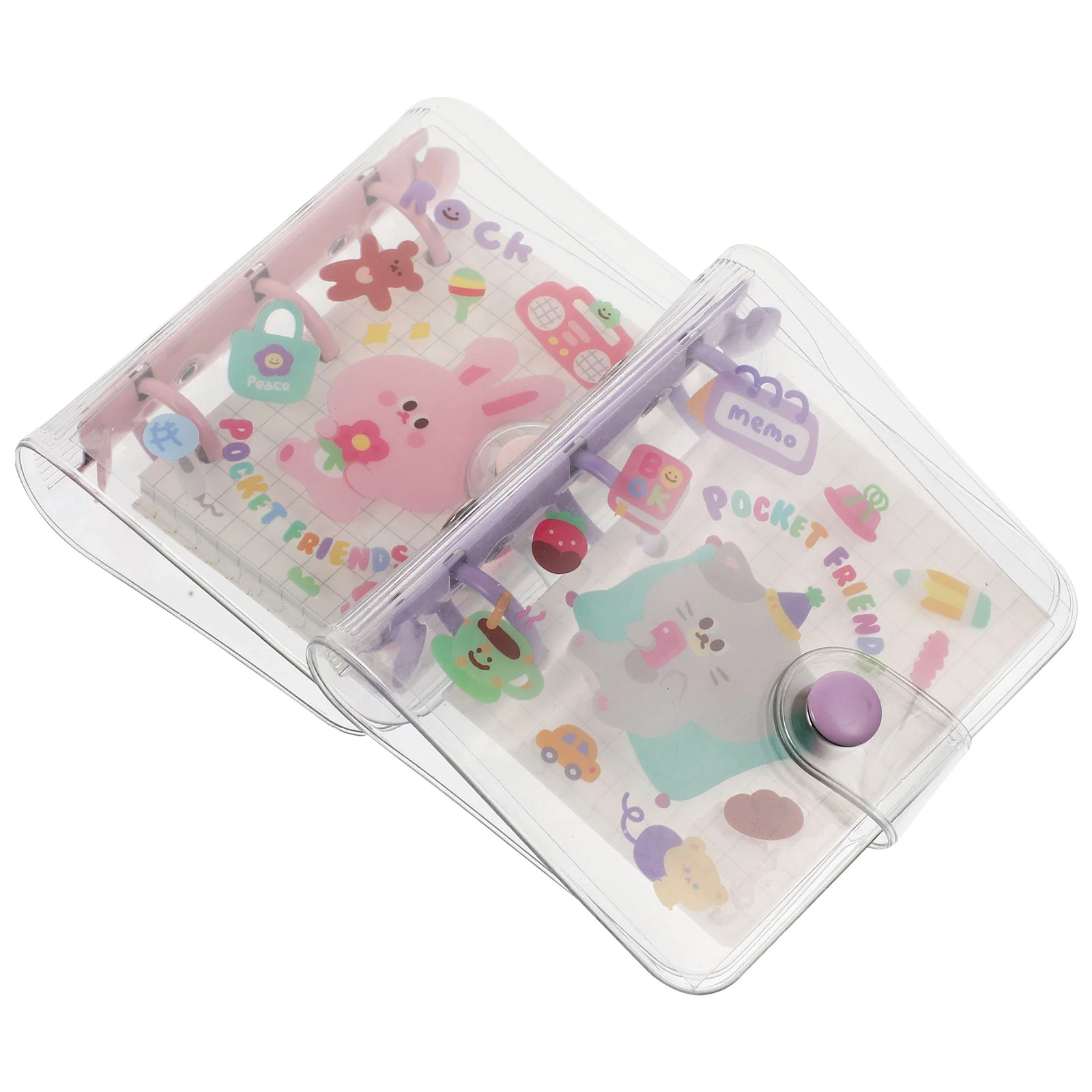

Notebook Binder Notepad Mini Small Ring Refillable Cover Loose Leaf Clear Transparent Pocket Paper Covers Hole Scrapbook Journal