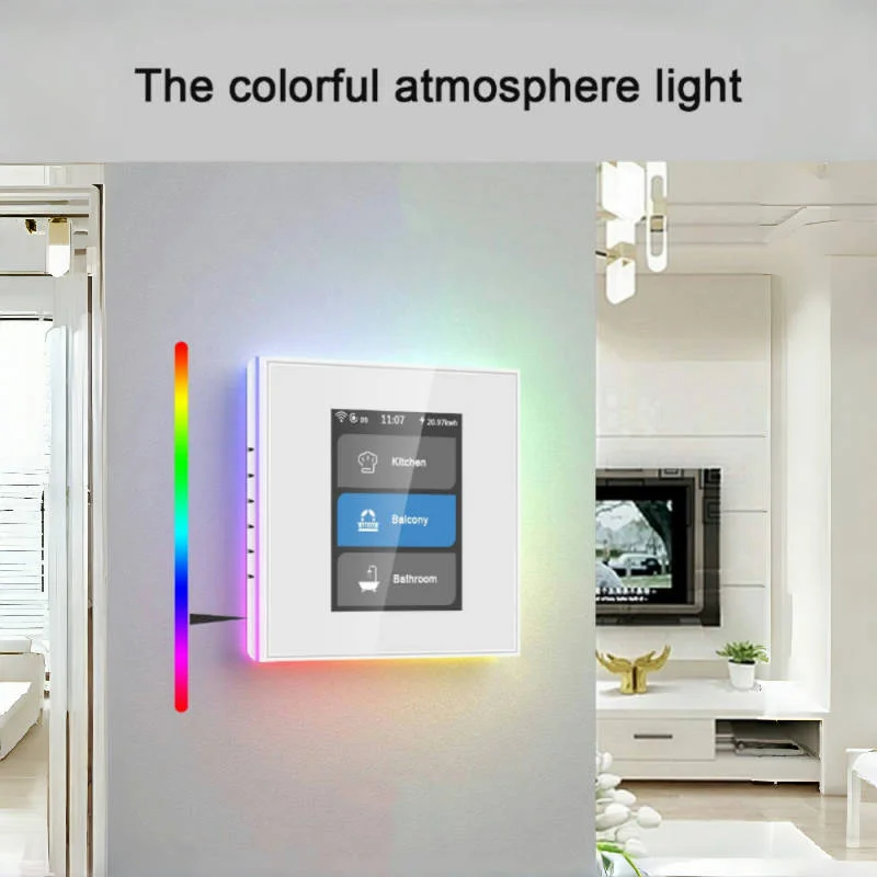 Фото Matter Умный дом Wi-Fi Светодиодный экран Переключатель Tuya Alexa Google Home Siri Голосовое управление Многосторонний настенный переключатель для дома Automa №5