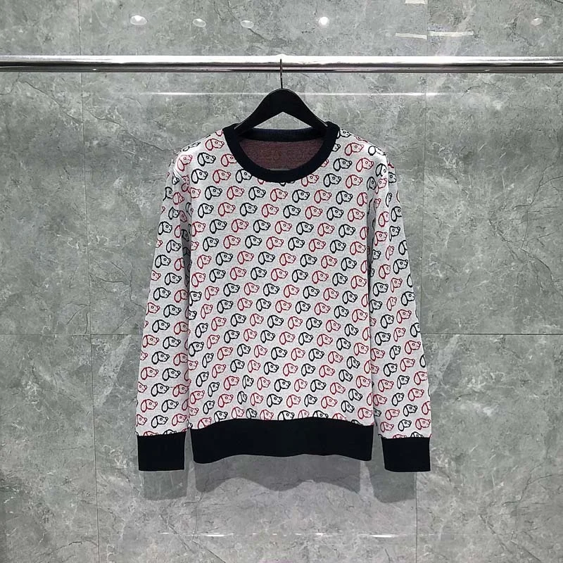 

THOM O-Neck Dog TB Head Printed Long Sleeve Men Warm Thick Sweater Winter Autumn Pullovers High Quality Coats