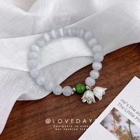 minar cute romantic white color shell bell orchid beaded bracelet for women sparkly opal beads elastic charm brecelets jewelry