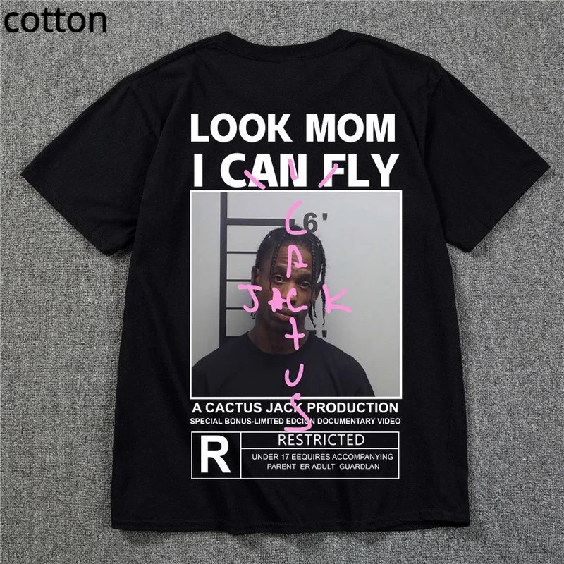 

HOT SALE Cactus Jack T-shirt 2022 Summer Men Women LOOK MOM I CAN FLY Tee ASTROWORLD Hip Hop Short Sleeve Tshirts