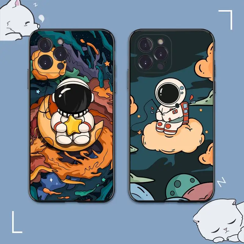 

Cute Space Astronaut Planet Phone Case For iPhone 8 7 6 6S Plus X SE 2020 XR XS 14 11 12 13 Mini Pro Max Mobile Case