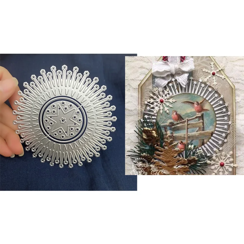 Металлические Вырубные штампы трафареты звезда кружево круг полые рамки вырезанные фотообои Рождественская свадебная открытка сделай сам