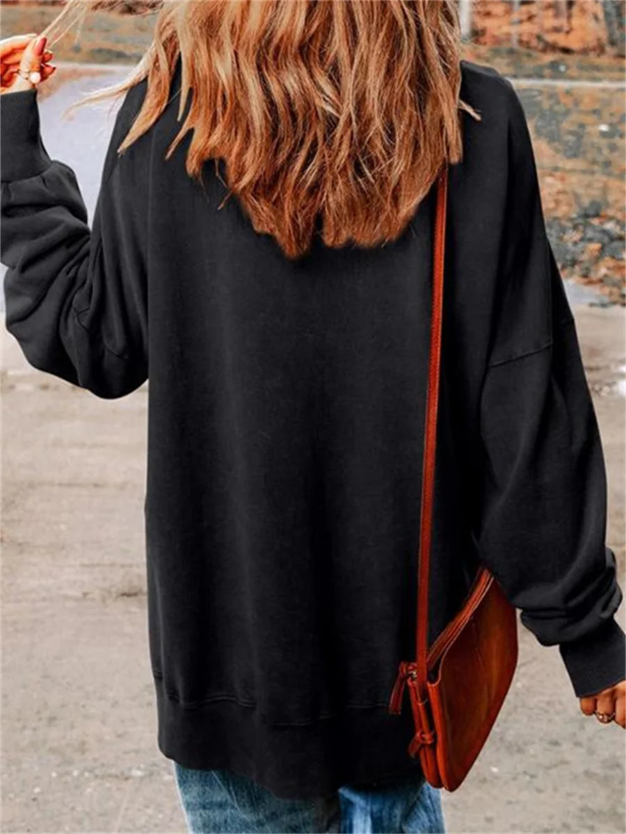 Женская толстовка с блестками и круглым вырезом длинным рукавом