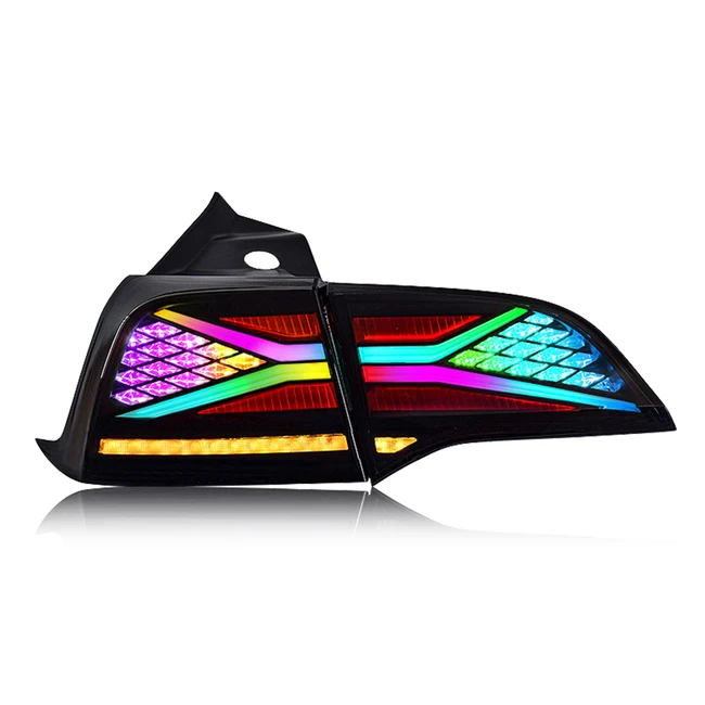 

Лампа задняя разноцветная, в стиле RGB, с управлением через приложение