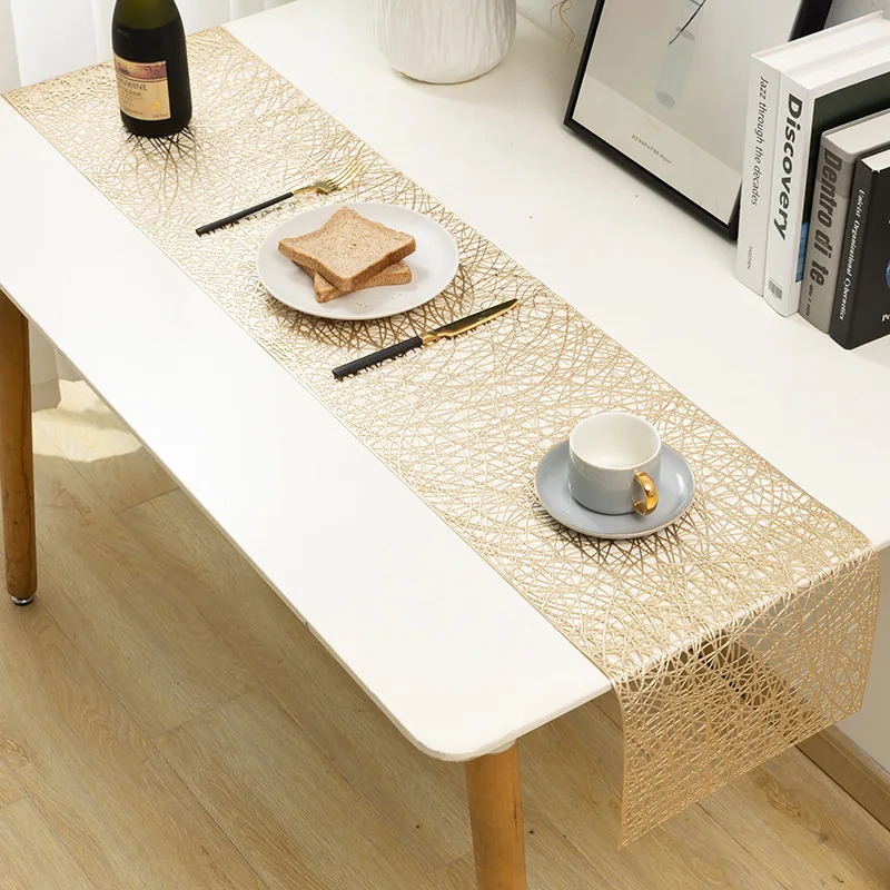 

35X180CM PVC Table Runner Metallic Hollow Out Table Runners for Birthday Party Wedding Banquet Hotel Dinner Table Home Decor
