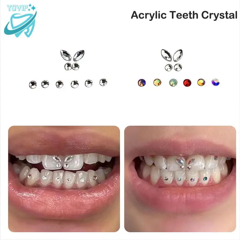 10Pcs Diamond Bur Dental Material Teeth Whitening Denture Acrylic Teeth Crystal Ornament Oral Hygiene Tooth Decoration