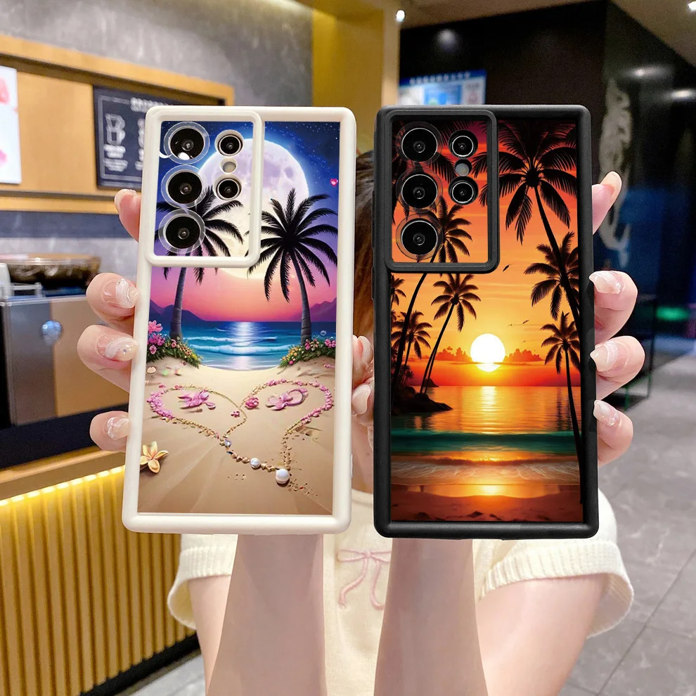 Чехол с кокосовым деревом для Samsung Galaxy S24 S23 Ultra S22 Plus S21 FE S20 Senery