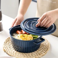 creative ramen noodle ceramic cup bowl with cover bento soup bowl student kitchen accessories