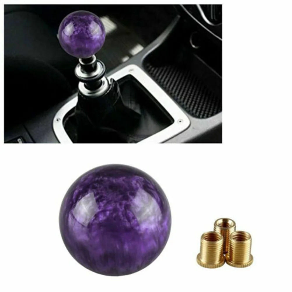 

Lever Shifter Shift Knob With 3x Adapters Purple Universal 1 Pc All-metal Threads Billiard-Ball Gear Stick Shift