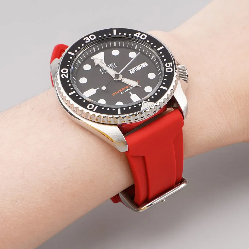 22MM 24MM Watch Strap for Panerai Casio Seiko Soft Silicone Watchband for Fossil Watch High Quality Wrist Belt