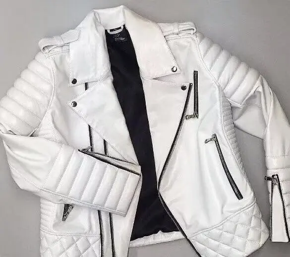 2023 Autumn/Winter Women's Leather Coat Short Jacket Coat Zipper Casual Quilted Thread Trend PU Short Coat Fashion Motorcycle