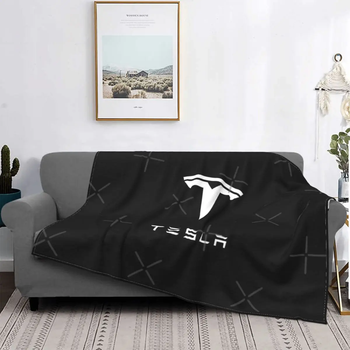 

Manta blanca con logotipo de Tesla, colcha para cama a cuadros, toalla, manta térmica para camas