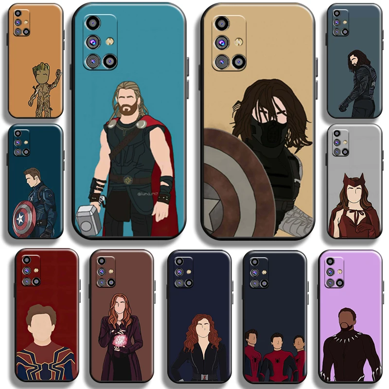 

Marvel Avengers Cartoon Comics Phone Case for Samsung Galaxy M31 M31S Shell Coque full Protection Back Liquid Silicon Cases