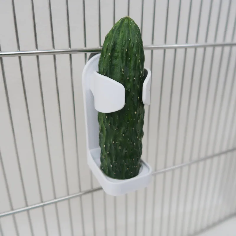 

Parrot Feeder with Standing Rack Fruit Vegetable Holder Plastic Hanging Food Container Cage Accessories