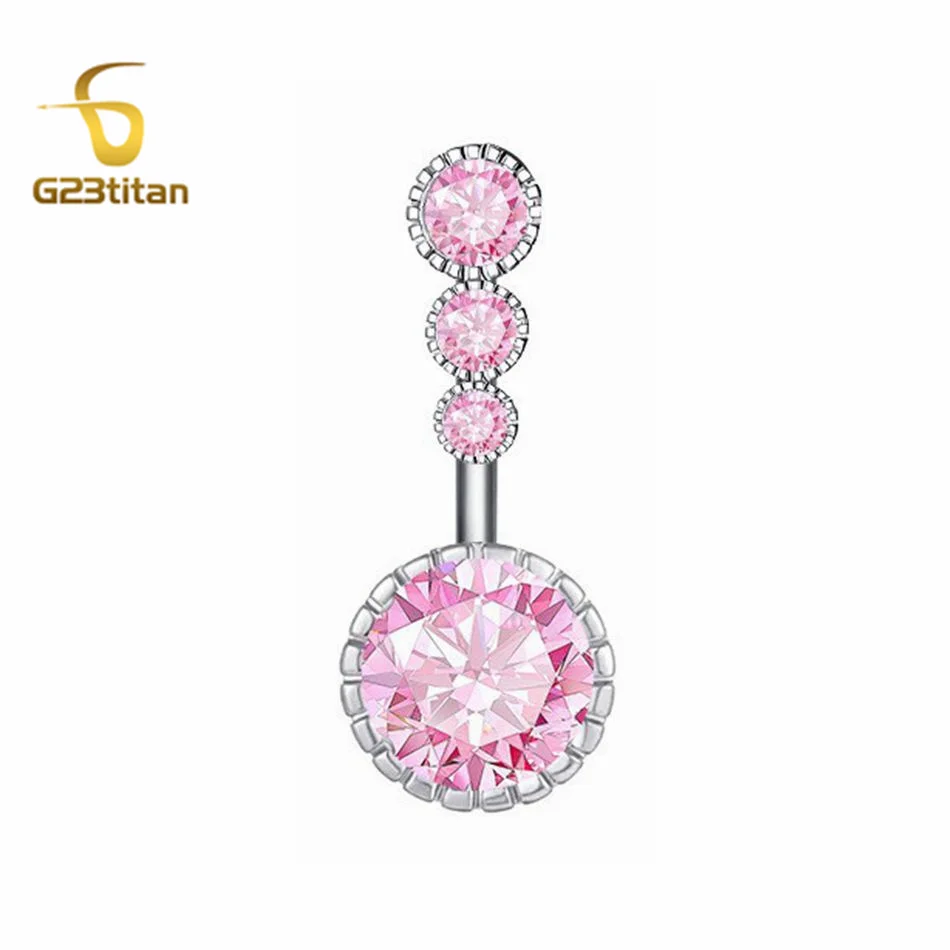 G23titan 6-16 мм розовый циркон кристалл круглые кольца для пупка титановый или