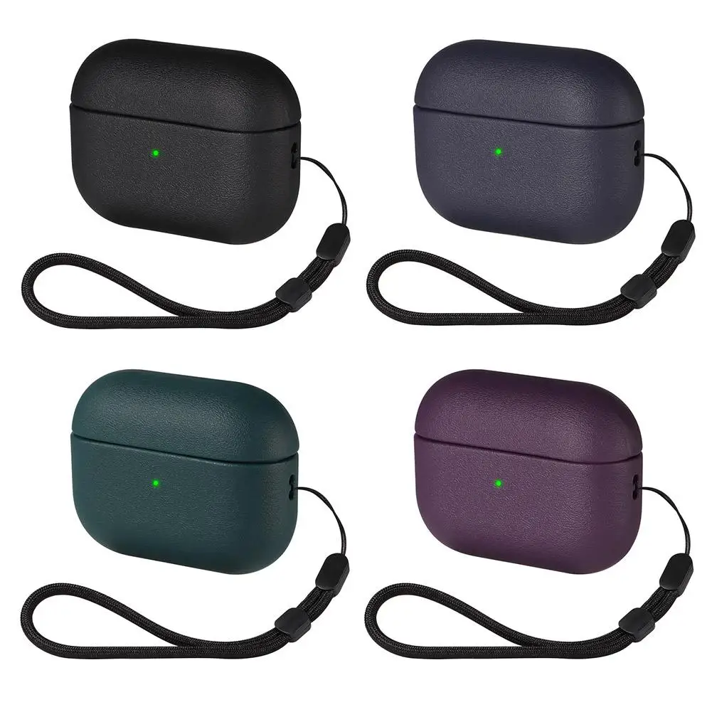 Кожаный зернистый чехол для Airpods 4 AirPods Pro аксессуары наушников Apple Bluetooth защитная