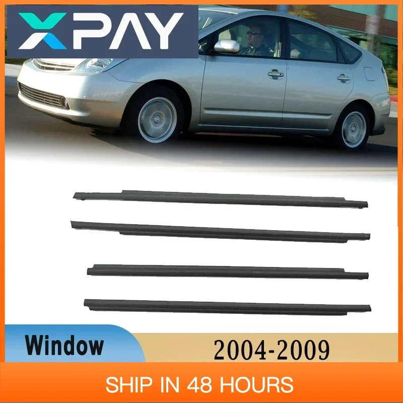 

4 шт. оконные уплотнители для Toyota Prius 2004-2009, боковая дверь, окно, наружное стекло, резиновый ремень, водонепроницаемая отделка, уплотнительная защита