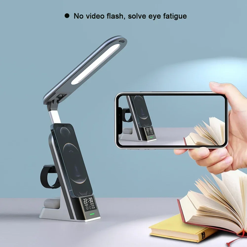 Светодиодная настольная лампа с регулируемой яркостью беспроводное зарядное