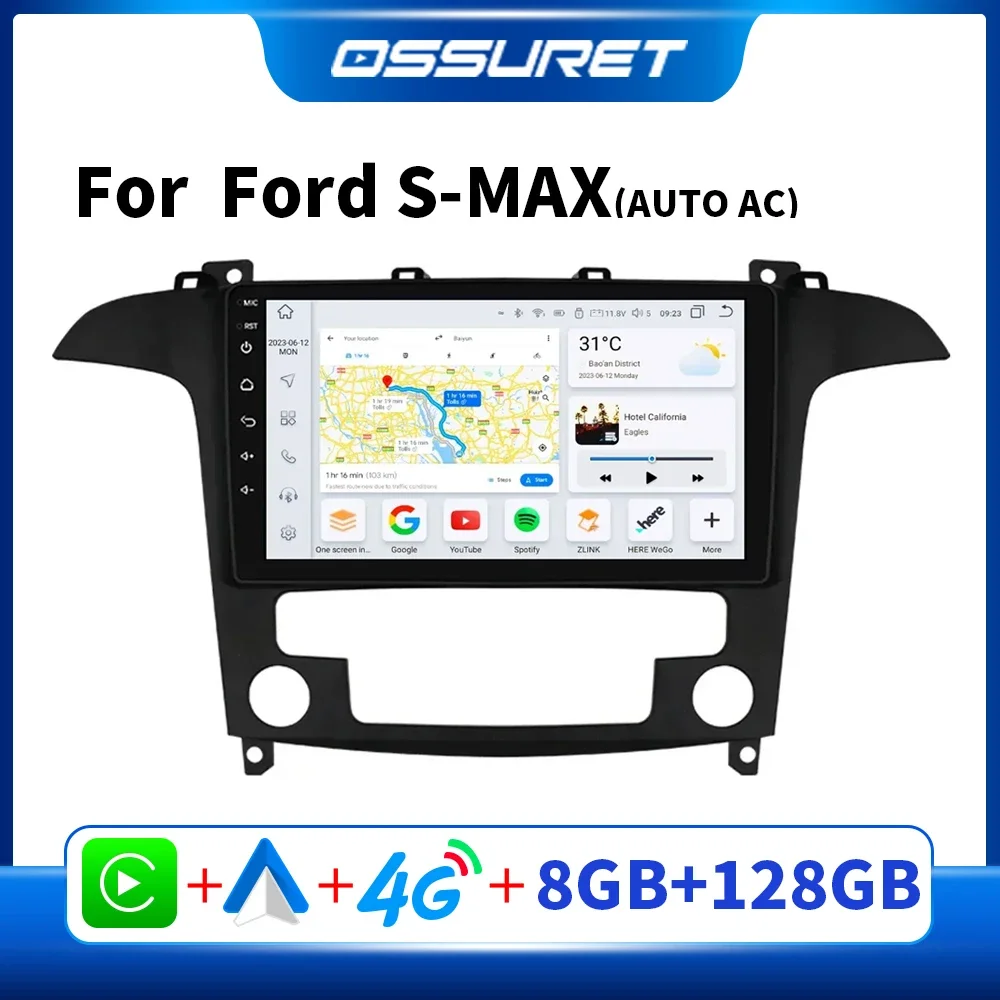 Автомобильная Мультимедийная система OSSURET автомагнитола 2DIN на Android для Ford S Max 2007
