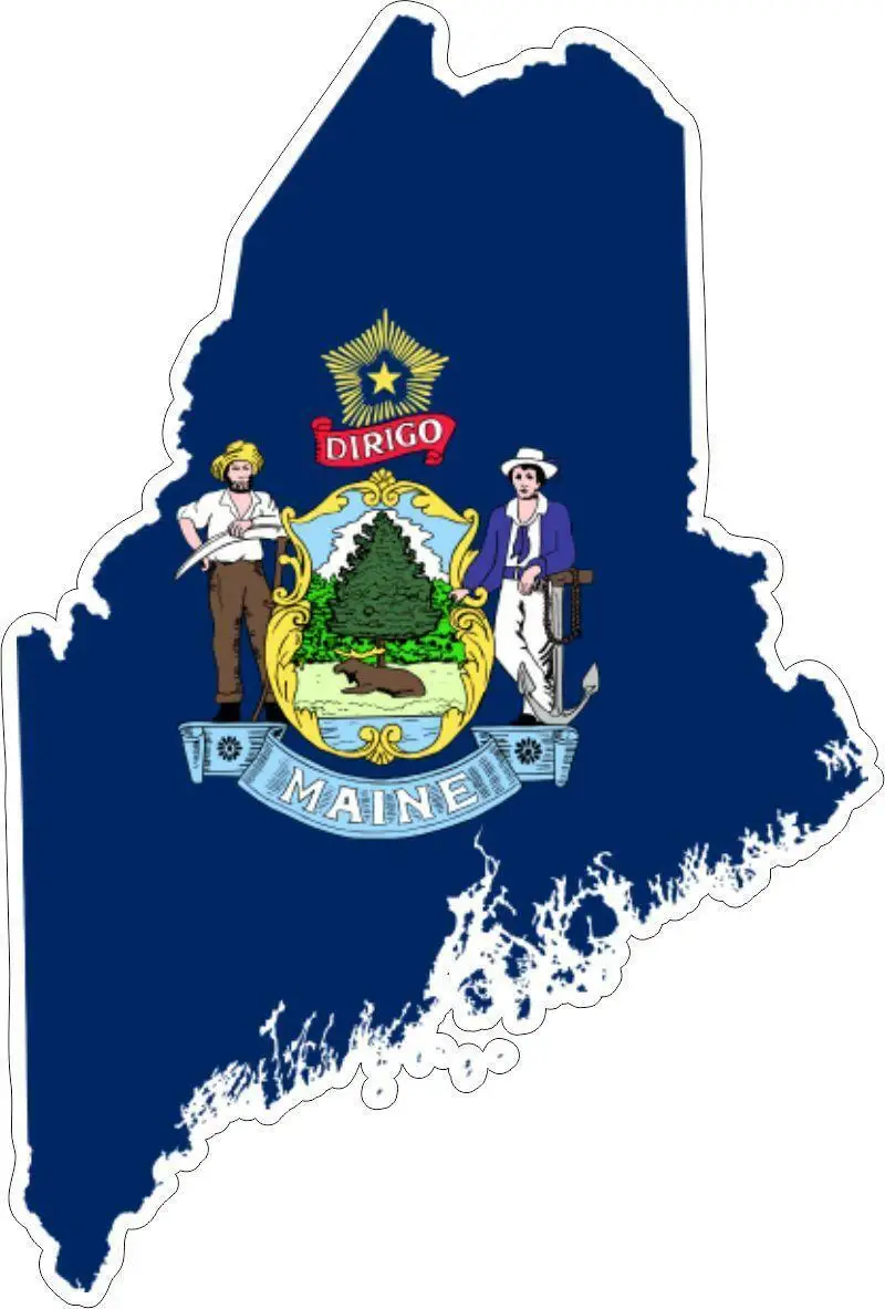 

Виниловая наклейка на автомобиль, карта, флаг, внешняя Наклейка на стену, Macbook, Мэн, США, американский