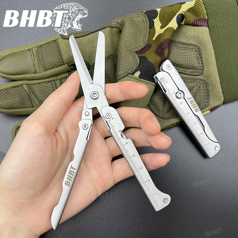 Складные ножницы BHBT портативные легкие домашние уличные инструменты EDC со шкалой