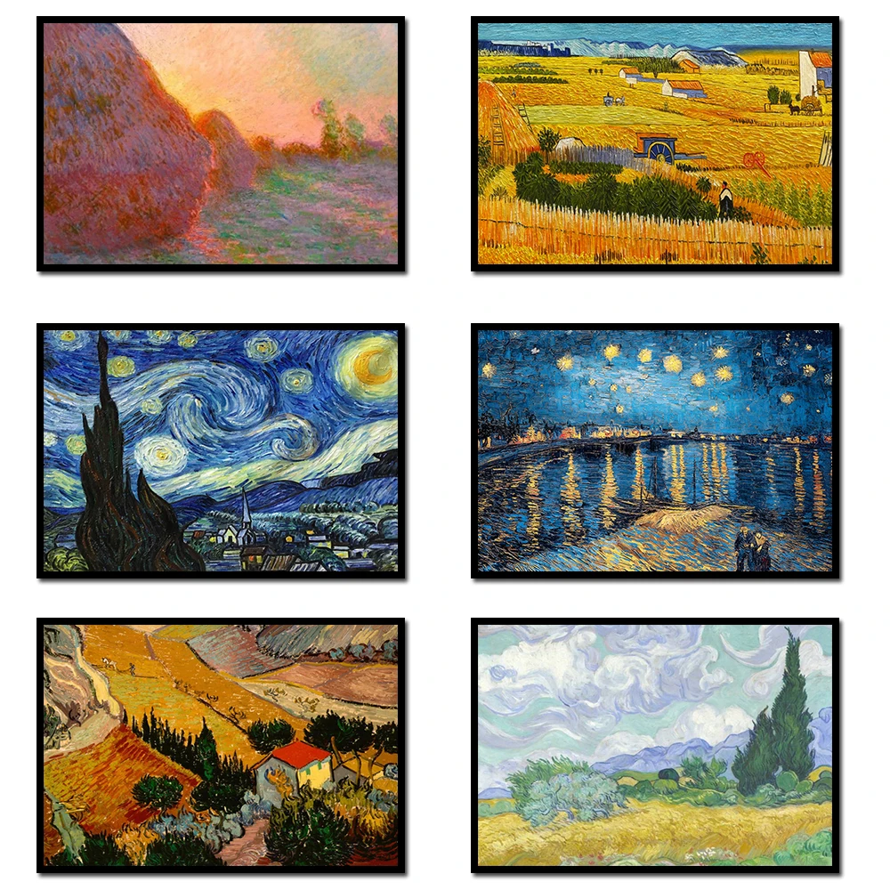 Популярная новинка 100%, современная картина ручной работы Ван Гога Моне, известная картина маслом на холсте, текстурированная стена для гостиной, декор в эстетике